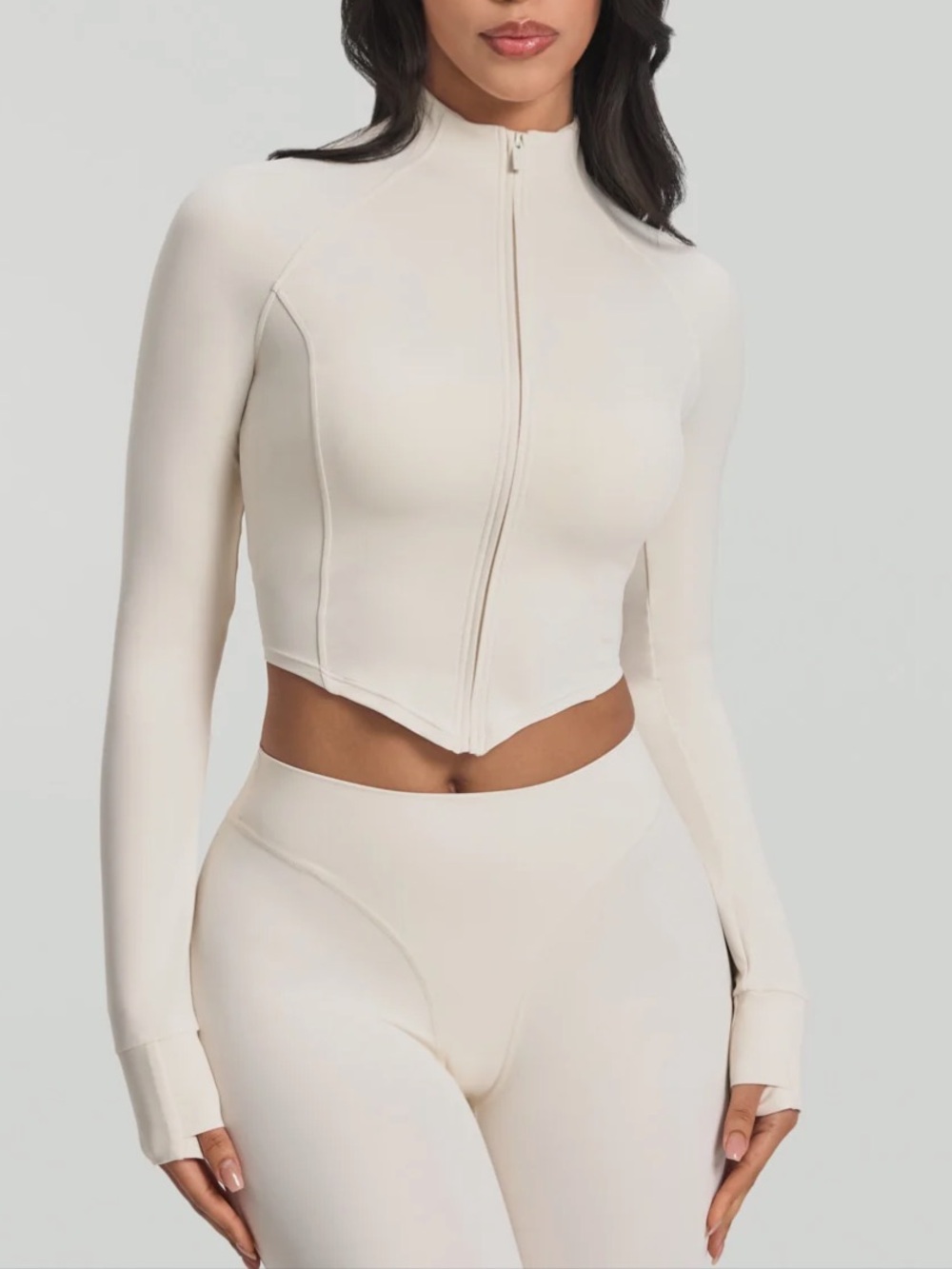 Cropped Zip-Up - Cream